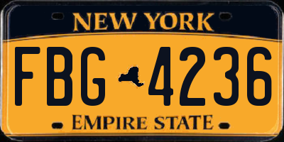 NY license plate FBG4236
