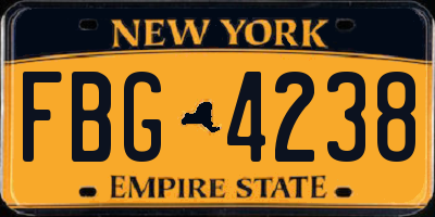 NY license plate FBG4238