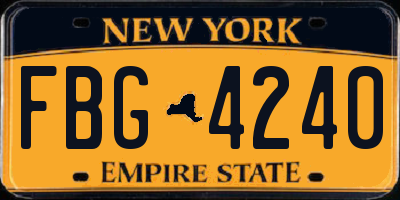 NY license plate FBG4240