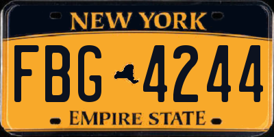 NY license plate FBG4244