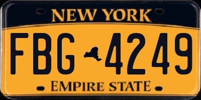 NY license plate FBG4249