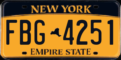NY license plate FBG4251