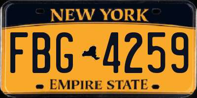 NY license plate FBG4259