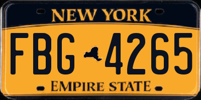 NY license plate FBG4265