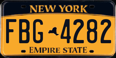 NY license plate FBG4282