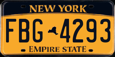 NY license plate FBG4293