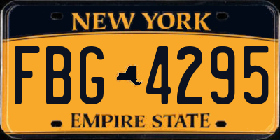 NY license plate FBG4295