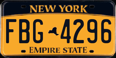 NY license plate FBG4296