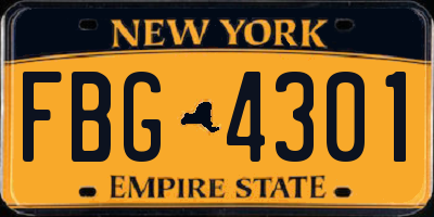 NY license plate FBG4301