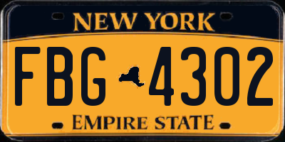 NY license plate FBG4302
