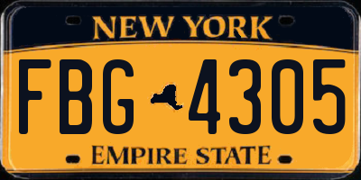 NY license plate FBG4305