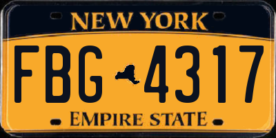 NY license plate FBG4317