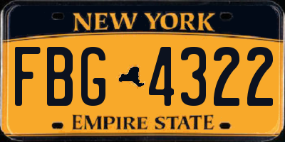 NY license plate FBG4322