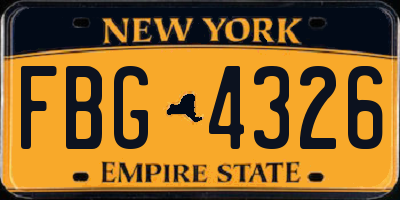 NY license plate FBG4326