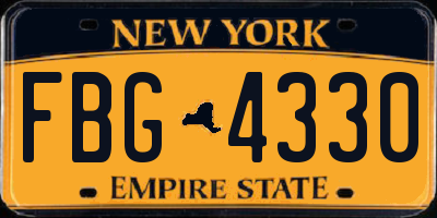 NY license plate FBG4330