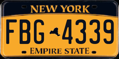 NY license plate FBG4339