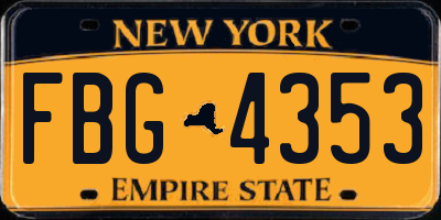 NY license plate FBG4353