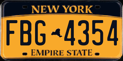 NY license plate FBG4354