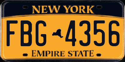 NY license plate FBG4356