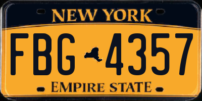 NY license plate FBG4357