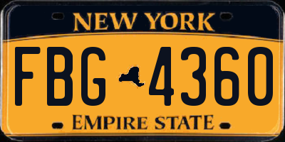 NY license plate FBG4360