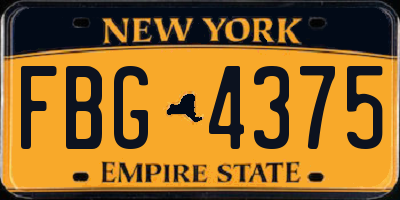 NY license plate FBG4375