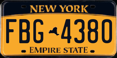 NY license plate FBG4380