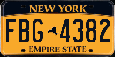 NY license plate FBG4382
