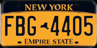 NY license plate FBG4405