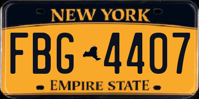 NY license plate FBG4407