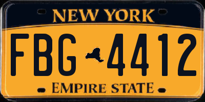 NY license plate FBG4412