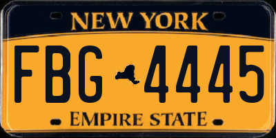 NY license plate FBG4445