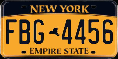 NY license plate FBG4456