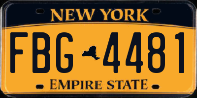 NY license plate FBG4481