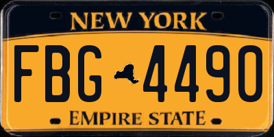 NY license plate FBG4490
