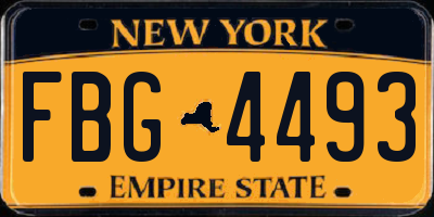 NY license plate FBG4493