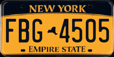NY license plate FBG4505