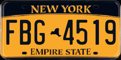 NY license plate FBG4519