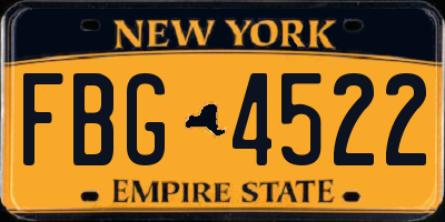 NY license plate FBG4522