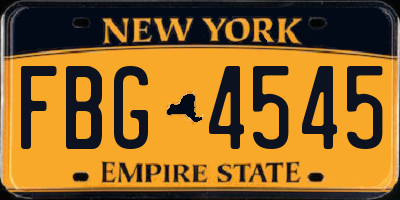 NY license plate FBG4545