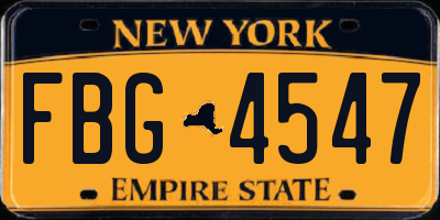 NY license plate FBG4547