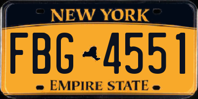 NY license plate FBG4551