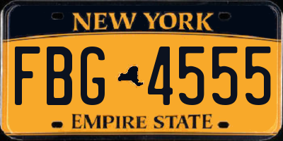 NY license plate FBG4555