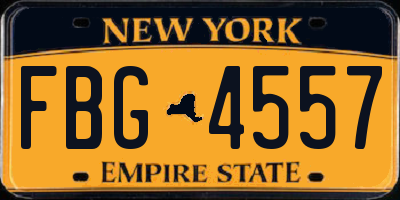 NY license plate FBG4557