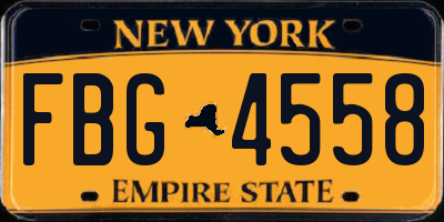 NY license plate FBG4558