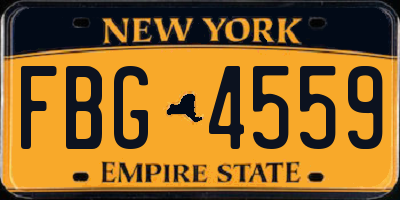 NY license plate FBG4559
