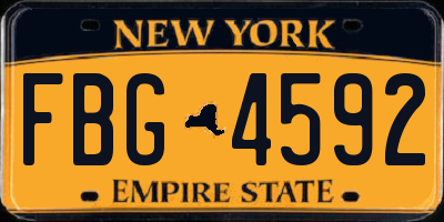 NY license plate FBG4592