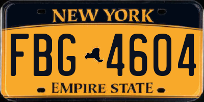 NY license plate FBG4604