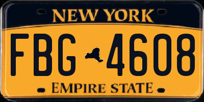 NY license plate FBG4608