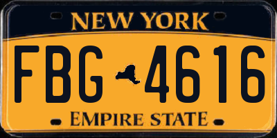 NY license plate FBG4616